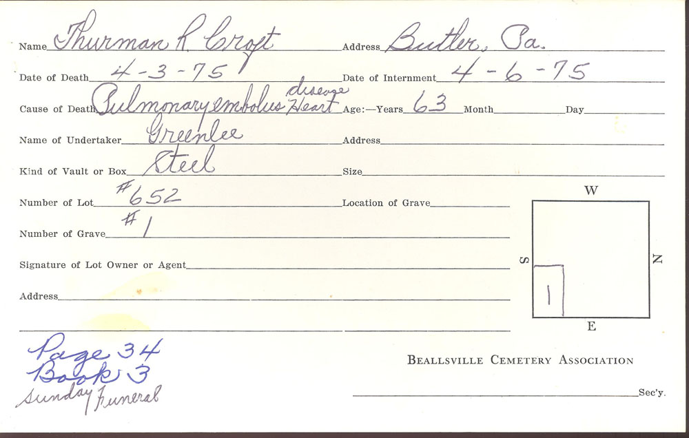 burial card